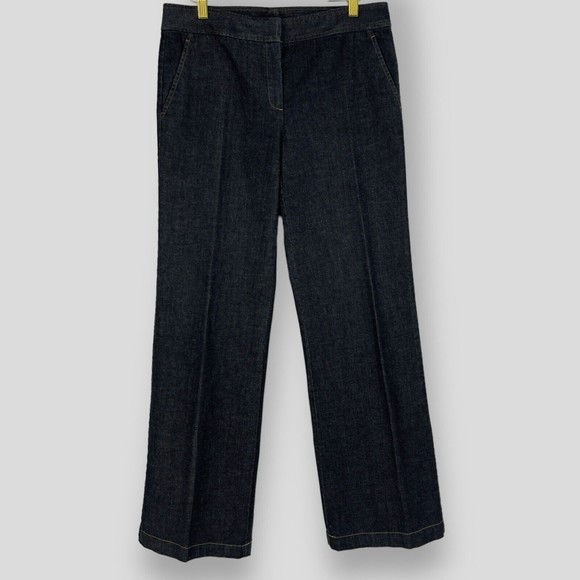 ✨SOLD✨Lafayette 148 New York Wide Leg Trouser Jeans Womens Dark Wash Size 6 - Picture 1 of 13